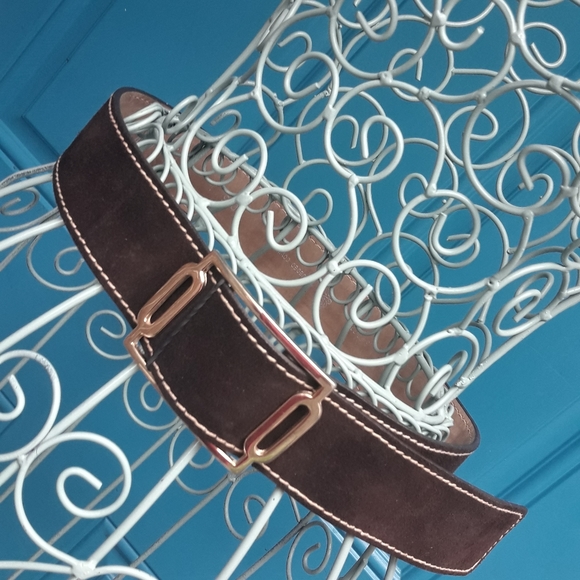 Real Leather Belt Genuine Cowhide Suede Gold Buckle Adjustable Length Strap - Picture 16 of 16